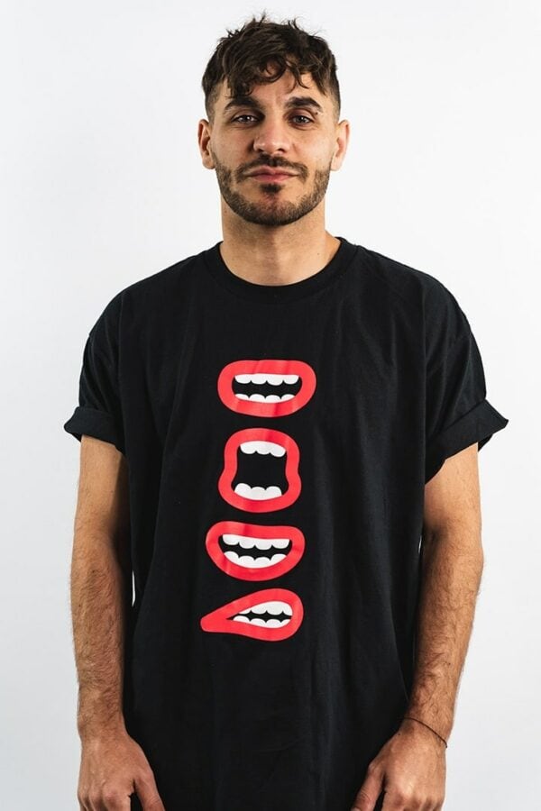 BERYWAM Black T-shirt with Mouths and Logo 1 - Model: Rythmind