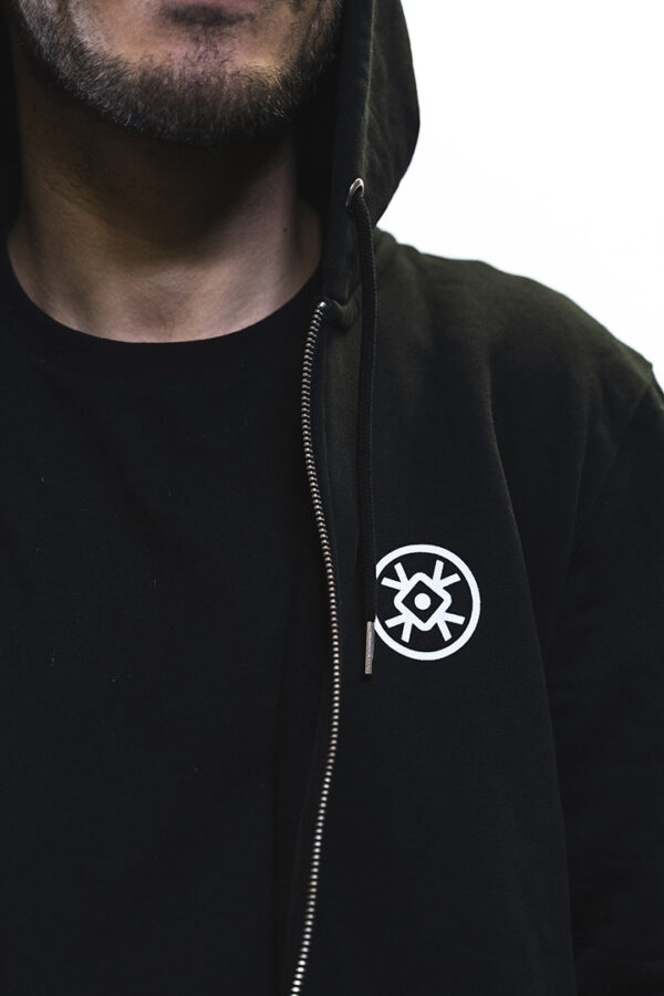 BERYWAM Black Jacket with White Logo - Close up Logo on the Chest - Rythmind