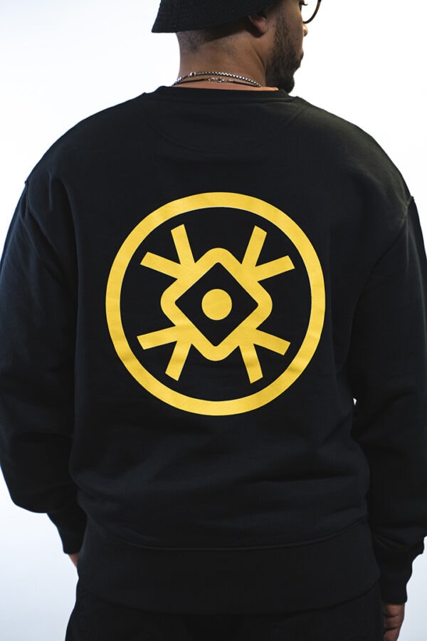 BERYWAM Black Sweatshirt with Yellow Logo - Back - Close Up - Beasty